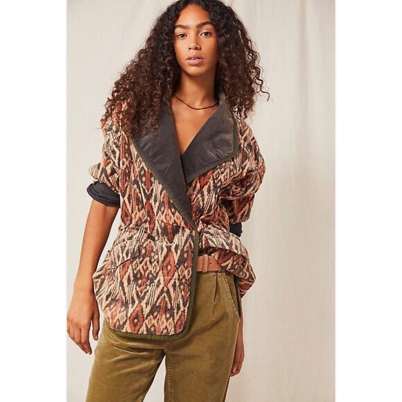 We the Free People Ada Quilted Jacket Small corduroy oversized boho retro Ikat - Picture 1 of 14